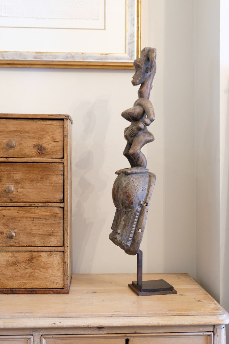 Carved African Guro (Gouru) Fertility Figure Sculpture On Stand