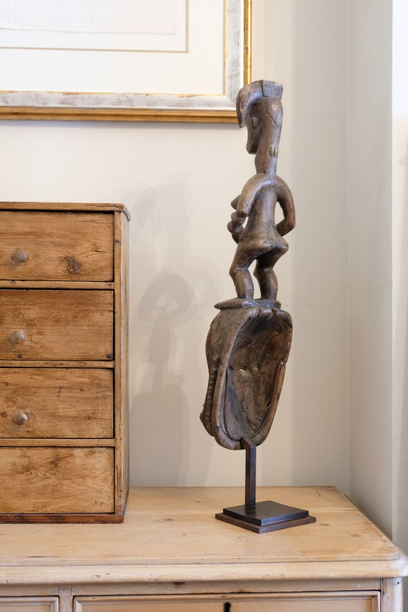 Carved African Guro (Gouru) Fertility Figure Sculpture On Stand