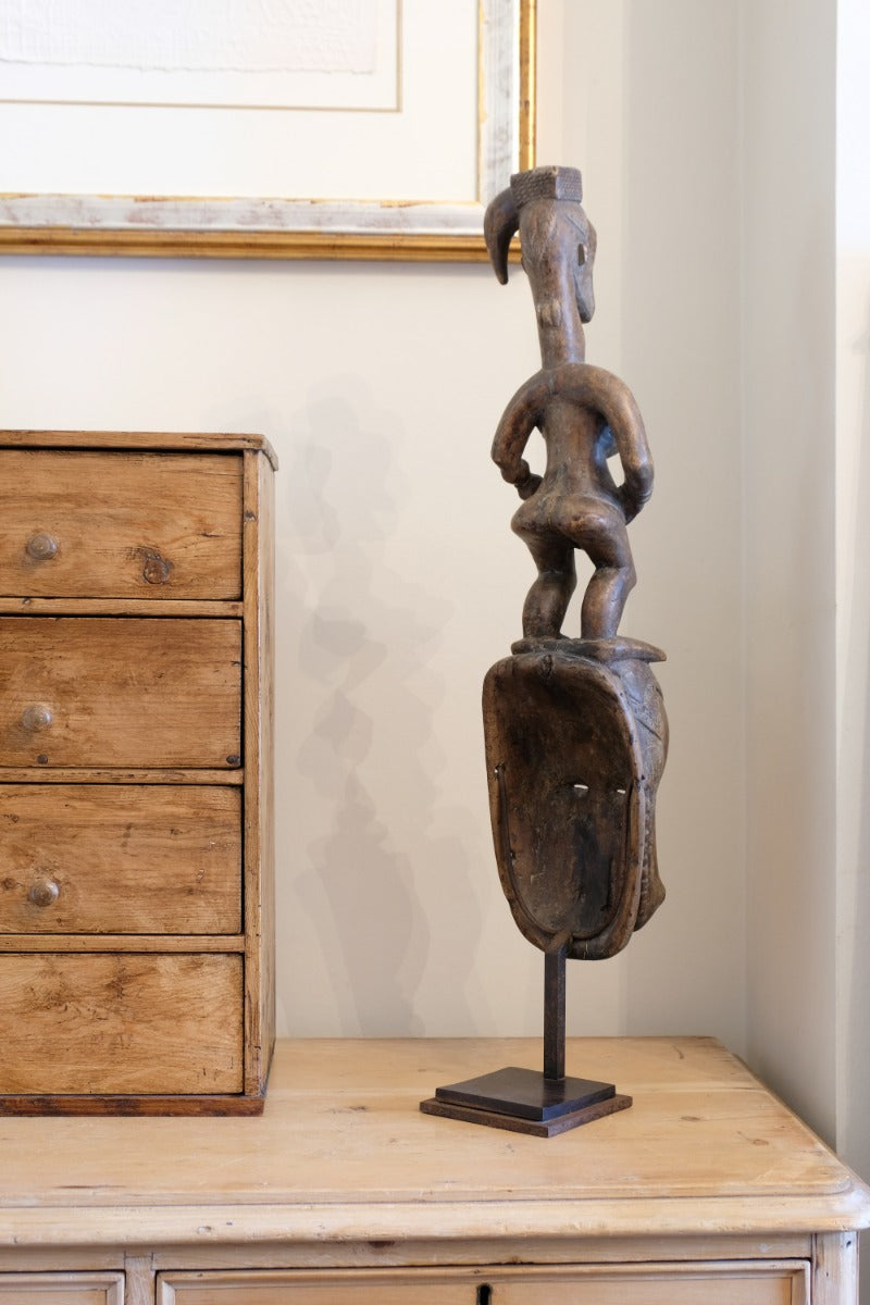 Carved African Guro (Gouru) Fertility Figure Sculpture On Stand