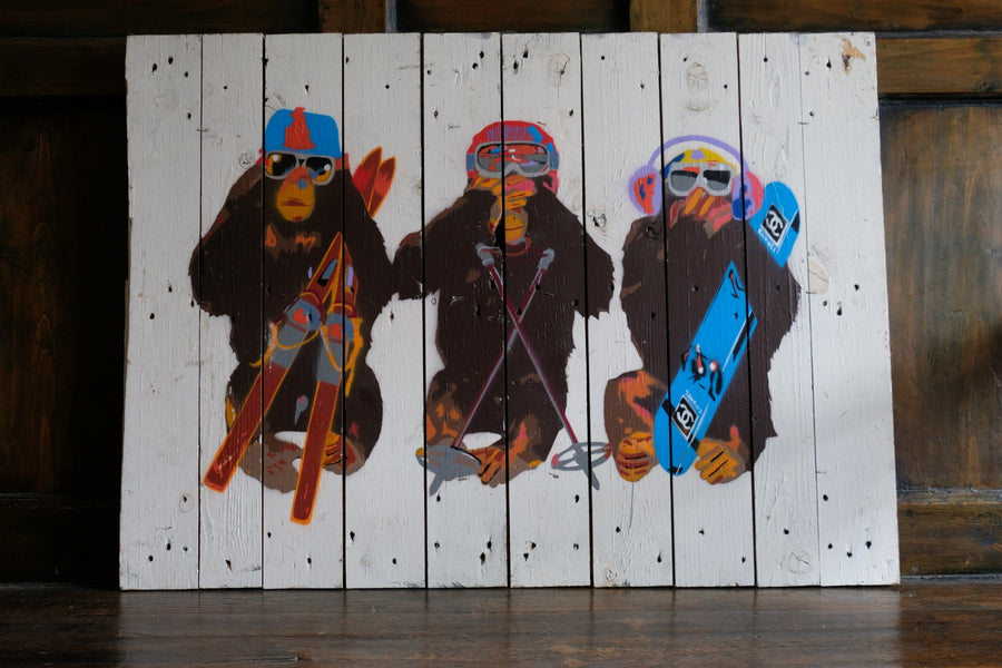 Naïve street artwork by an 'unknown artist - Three Wise Monkeys