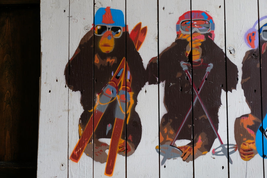 Naïve street artwork by an 'unknown artist - Three Wise Monkeys