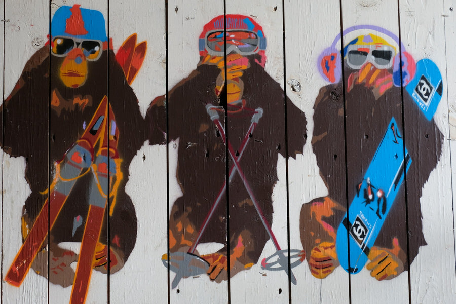 Naïve street artwork by an 'unknown artist - Three Wise Monkeys