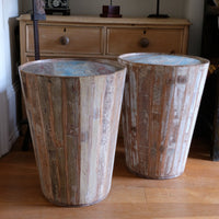 Vintage painted tub tables made from timber staves