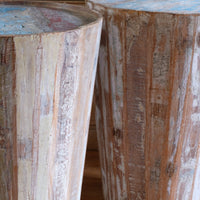 Vintage painted tub tables made from timber staves