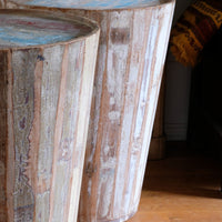 Vintage painted tub tables made from timber staves