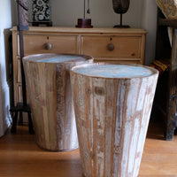 Vintage painted tub tables made from timber staves