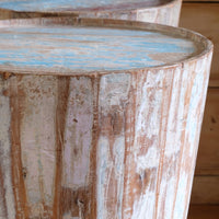 Vintage painted tub tables made from timber staves