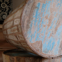 Vintage painted tub tables made from timber staves