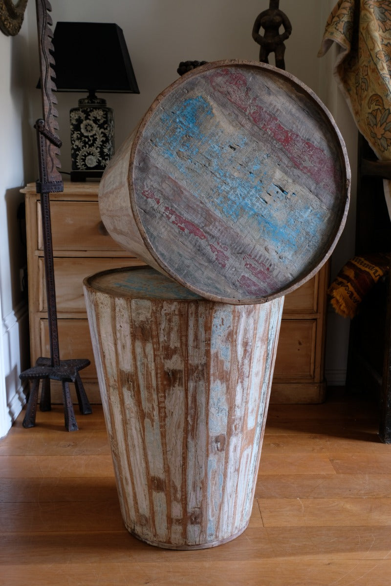 Vintage painted tub tables made from timber staves