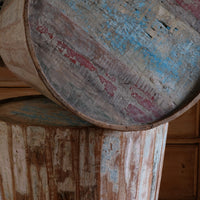 Vintage painted tub tables made from timber staves