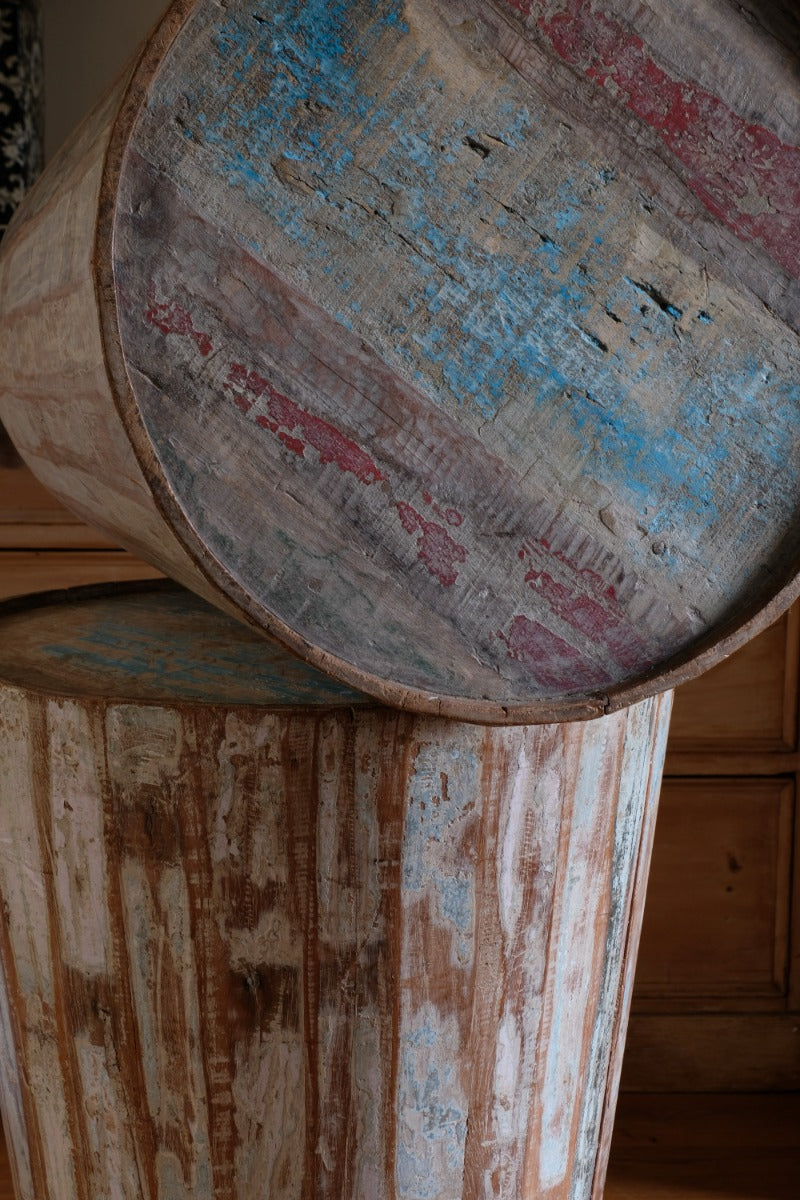 Vintage painted tub tables made from timber staves