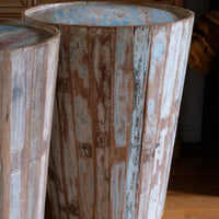 Vintage painted tub tables made from timber staves