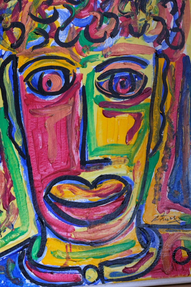 Abstract Expressionism Of A Red Faced Boy In A Crowd