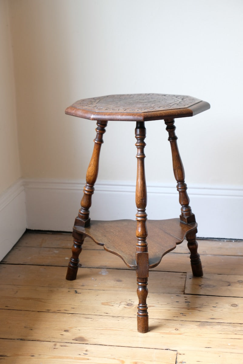 19th Century Carved Oak Cricket Table By J O'Neill & Co Liverpool
