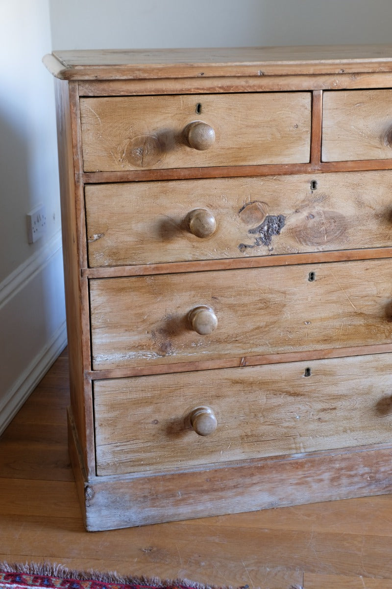 Antique pine chest of graduated drawers