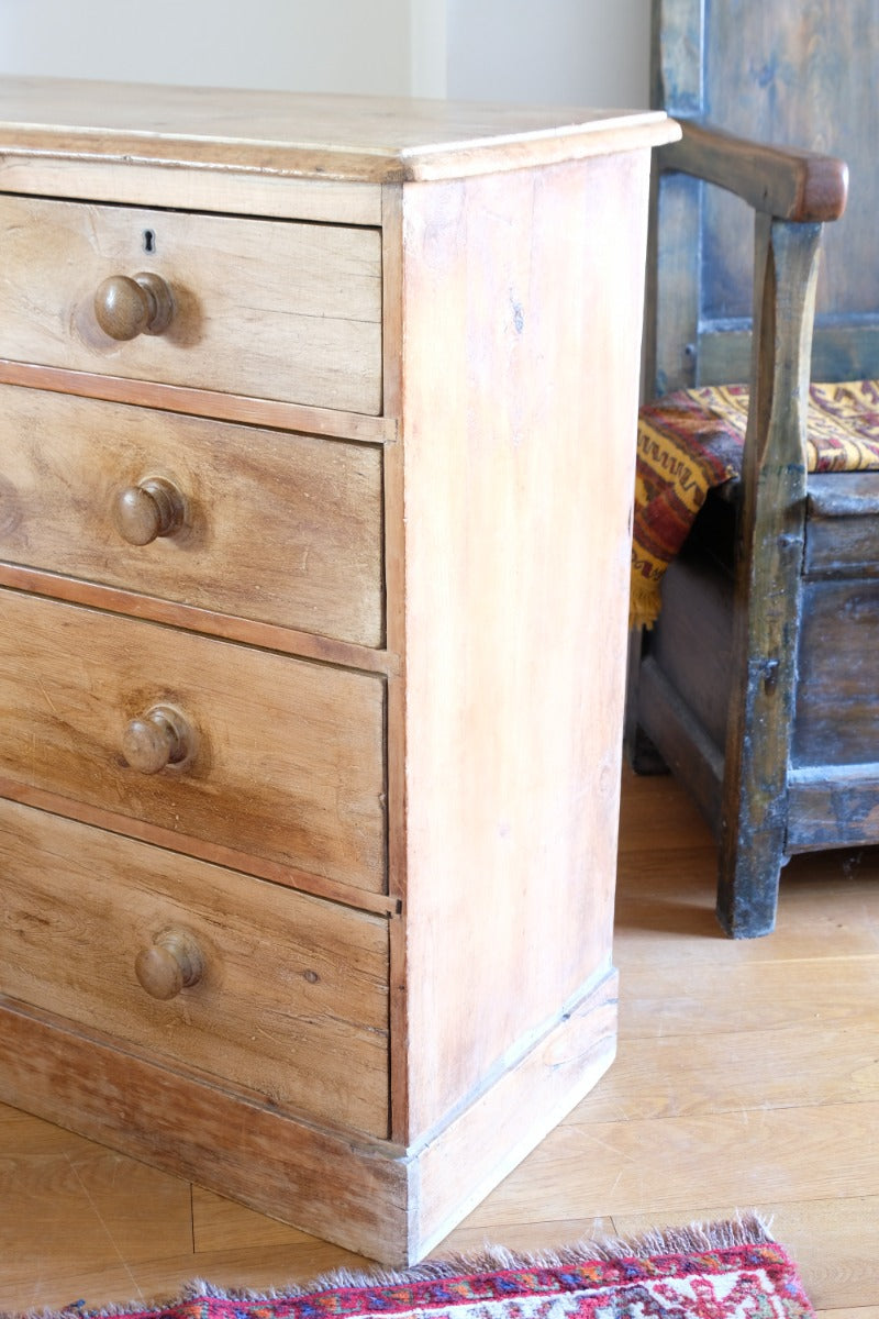 Antique pine chest of graduated drawers