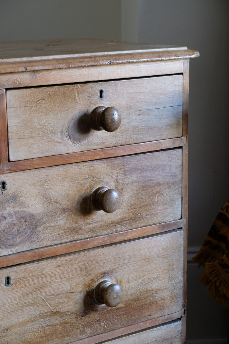 Antique pine chest of graduated drawers