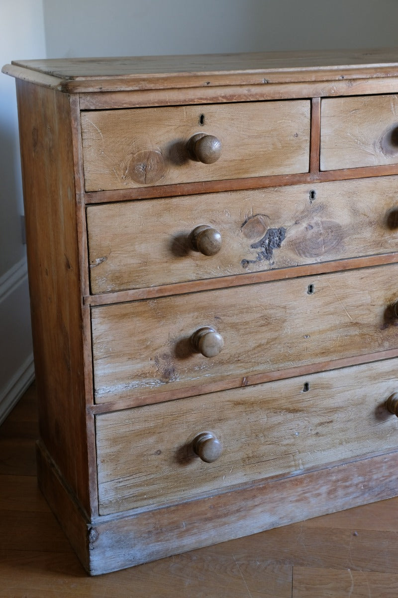 Antique pine chest of graduated drawers