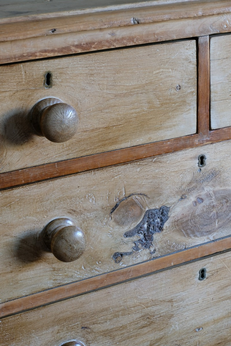 Antique pine chest of graduated drawers