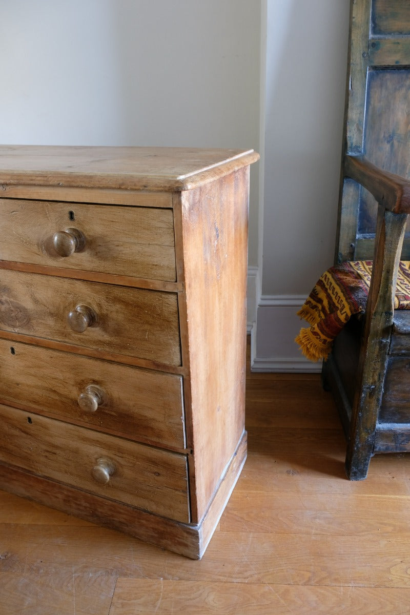 Antique pine chest of graduated drawers