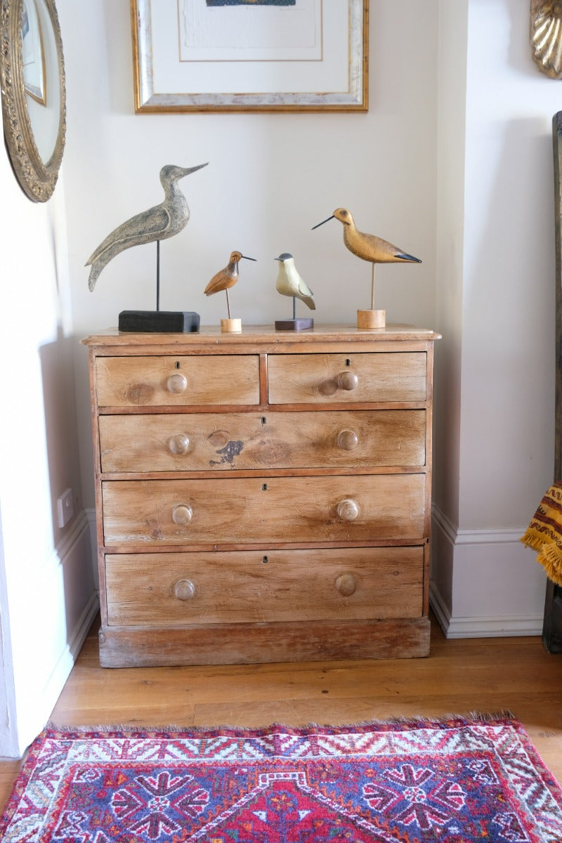 Antique pine chest of graduated drawers