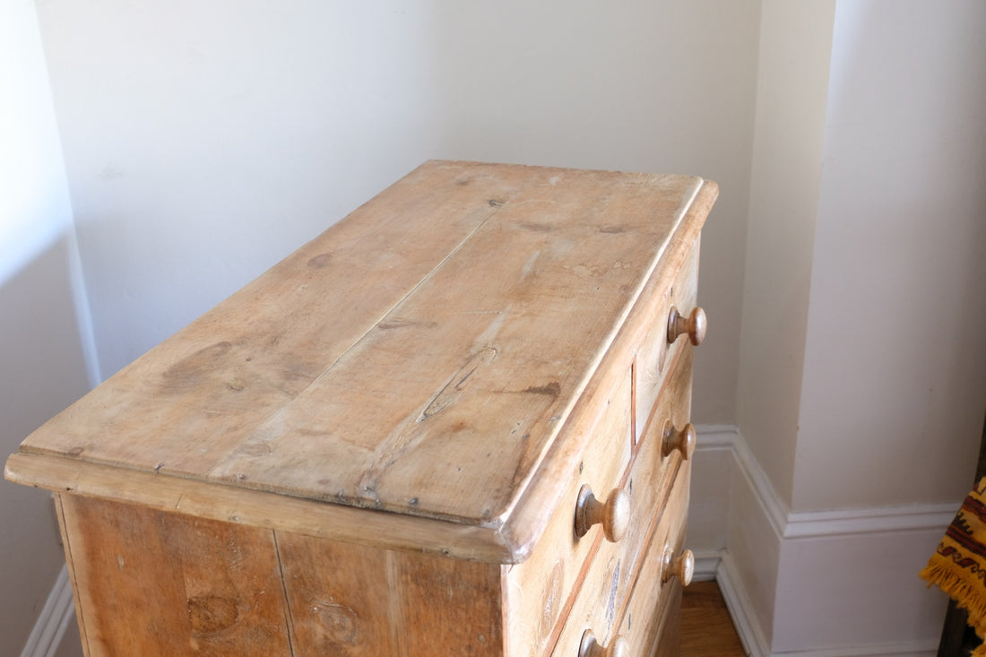 Antique pine chest of graduated drawers