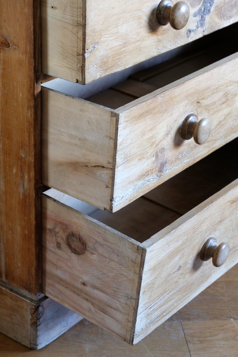 Antique pine chest of graduated drawers