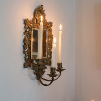 19th Century Girandole With Square Mirror Three Branched Wall Sconces