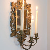 19th Century Girandole With Square Mirror Three Branched Wall Sconces