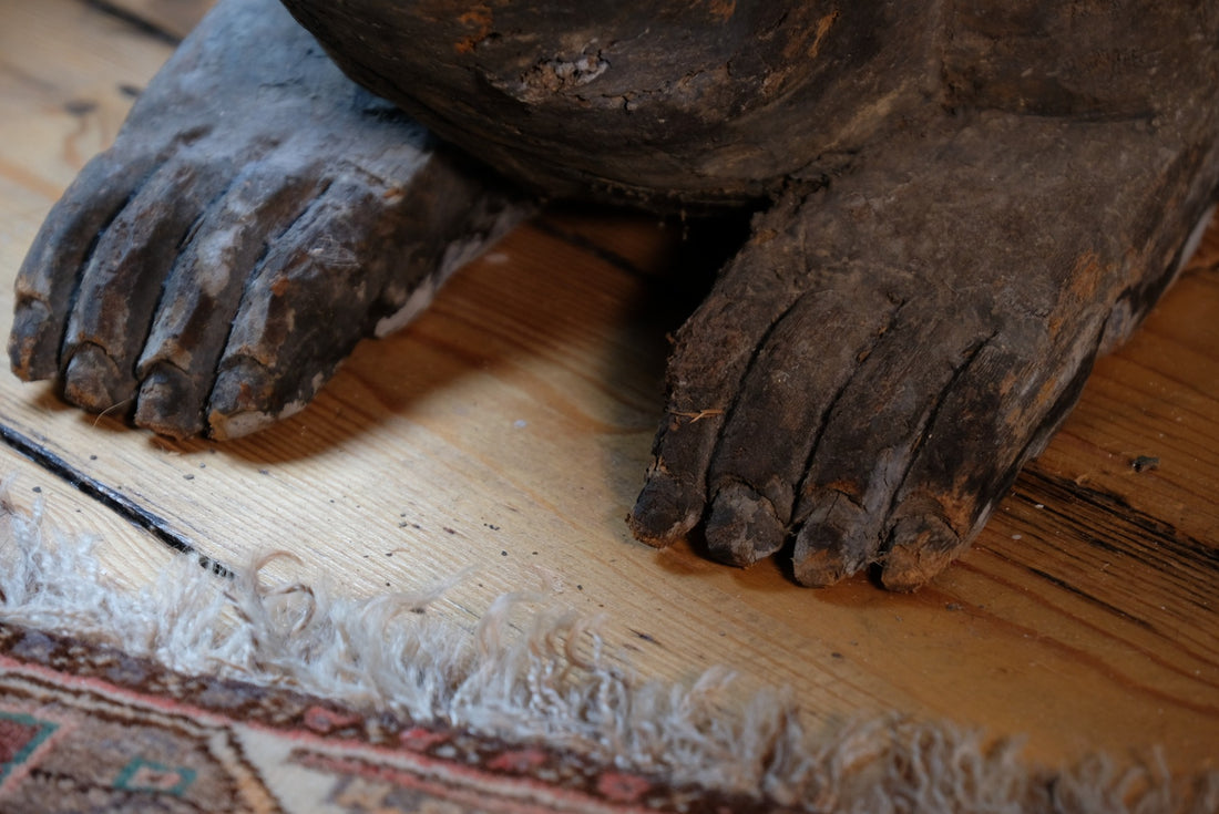 Chinese Polychrome Carved Foo Dogs Coffee Table