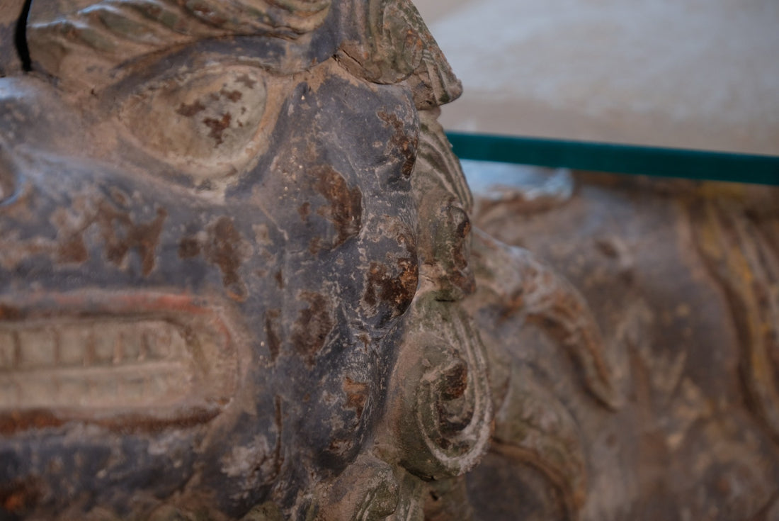 Chinese Polychrome Carved Foo Dogs Coffee Table