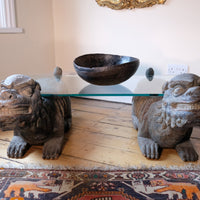 Chinese Polychrome Carved Foo Dogs Coffee Table