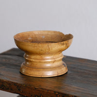 Burr Wood Treen Cup Shaped Pomander - Signed By The Turner