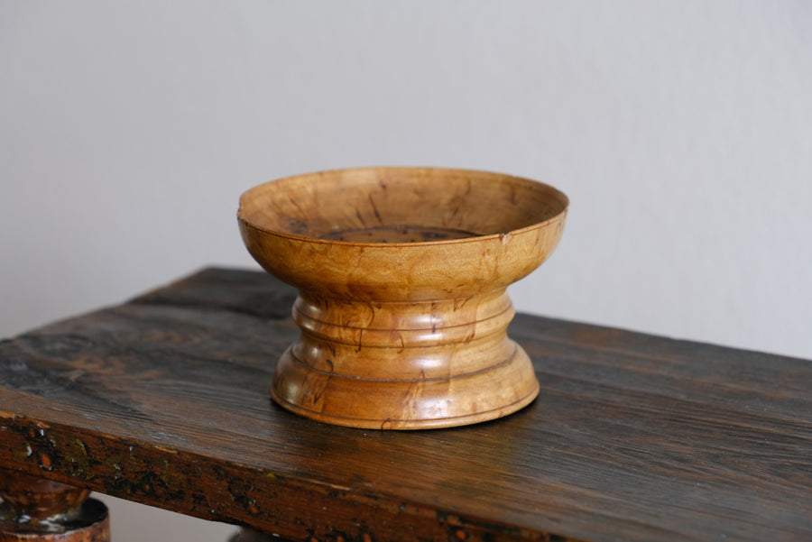 Burr Wood Treen Cup Shaped Pomander - Signed By The Turner