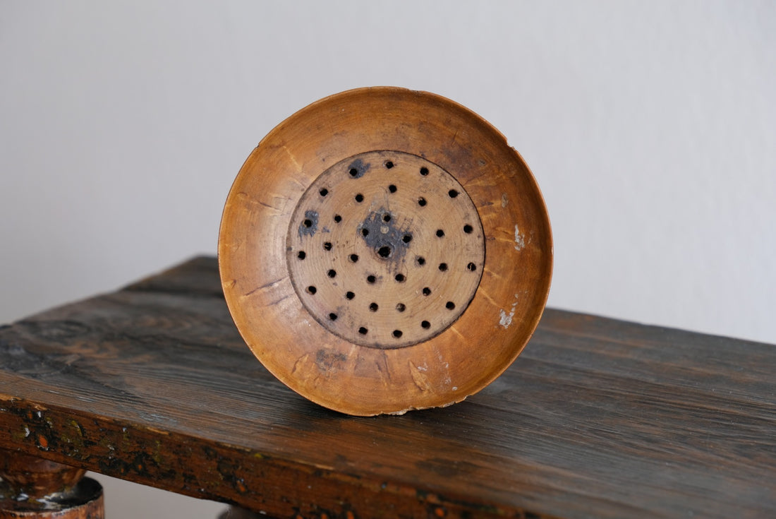 Burr Wood Treen Cup Shaped Pomander - Signed By The Turner