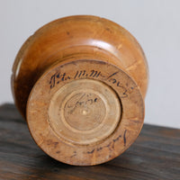 Burr Wood Treen Cup Shaped Pomander - Signed By The Turner