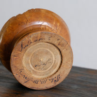 Burr Wood Treen Cup Shaped Pomander - Signed By The Turner