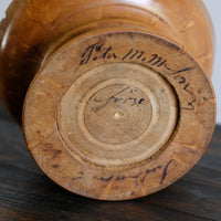 Burr Wood Treen Cup Shaped Pomander - Signed By The Turner