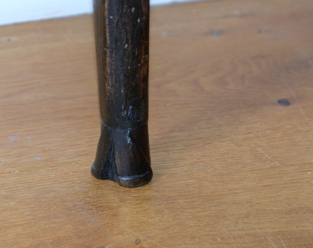 18th Century French Ebonised Fruitwood Table With Cabriole Legs & Hoof Feet