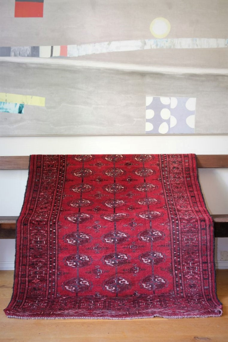 Vintage Handmade Turkish Turkoman rug with 27 medallions