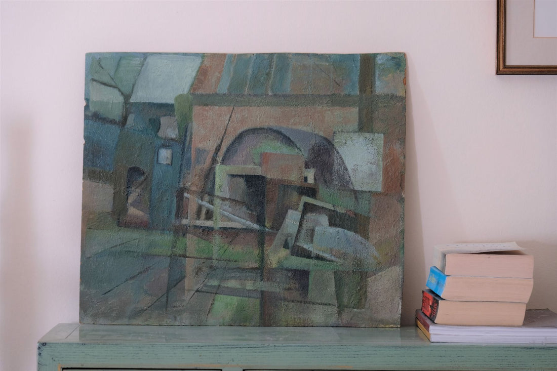 Abstract Modernist Art Of Of A Building - Oil On Board