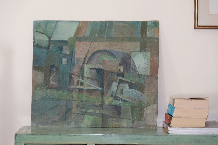 Modernist View Of Buildings - Oil On Board