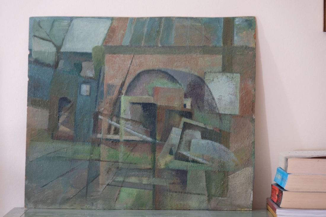 Abstract Modernist Art Of Of A Building - Oil On Board