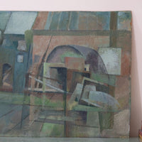 Abstract Modernist Art Of Of A Building - Oil On Board