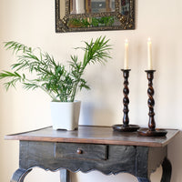 18th Century French Ebonised Fruitwood Table With Cabriole Legs & Hoof Feet