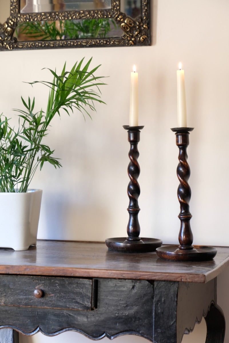 18th Century French Ebonised Fruitwood Table With Cabriole Legs & Hoof Feet