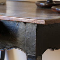 18th Century French Ebonised Fruitwood Table With Cabriole Legs & Hoof Feet