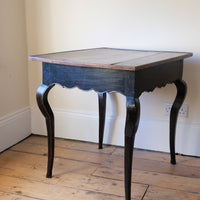 18th Century French Ebonised Fruitwood Table With Cabriole Legs & Hoof Feet