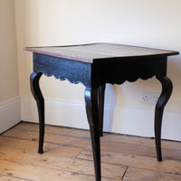 18th Century French Ebonised Fruitwood Table With Cabriole Legs & Hoof Feet