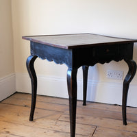 18th Century French Ebonised Fruitwood Table With Cabriole Legs & Hoof Feet